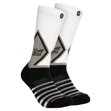 Mitchell & Ness Crew Socks White Black