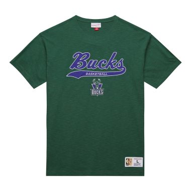 NBA Legendary Slub Short Sleeve T-Shirt Vintage Logo Milwaukee Bucks