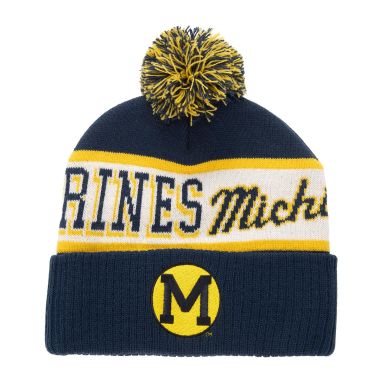 NCAA Block Sweep Pom Knit Beanie Hat University Of Michigan