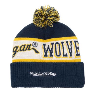 NCAA Block Sweep Pom Knit Beanie Hat University Of Michigan