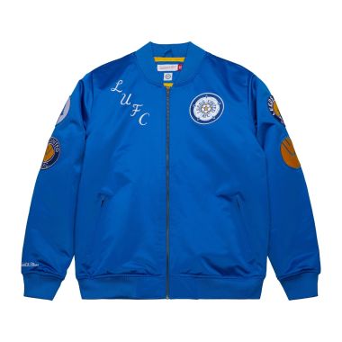Leeds United FC Satin Bomber Jacket Blue