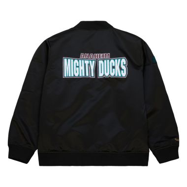 NHL Lightweight Satin Bomber Jacket Vintage Logo Anaheim Ducks