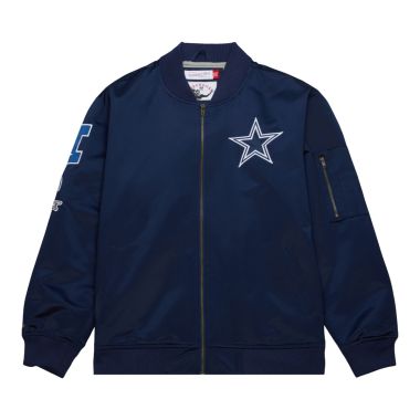 NFL Lightweight Satin Bomber Jacket Vintage Logo Dallas Cowboys