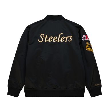 NFL Lightweight Satin Bomber Jacket Vintage Logo Pittsburgh Steelers