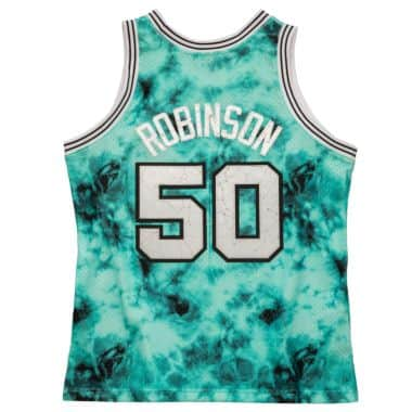 Men's Mitchell & Ness David Robinson Black San Antonio Spurs Hardwood Classics 1998/99 Tie-Dye Swingman Jersey Size: Large