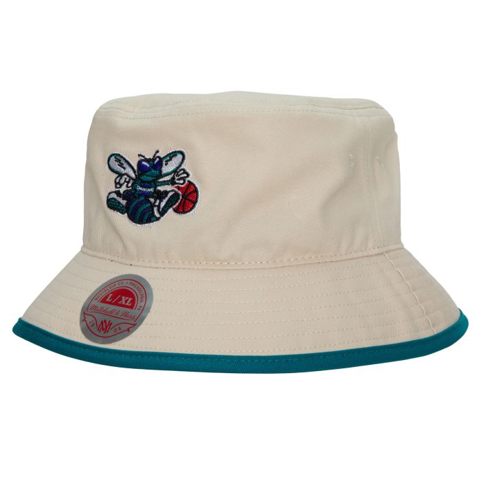 Mitchell & Ness Charlotte Hornets Bucket Hat - Off White White / Small/Medium