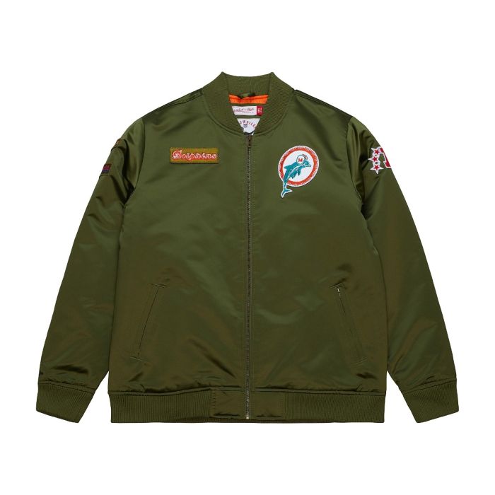 NFL Satin Bomber Jacket Miami Dolphins