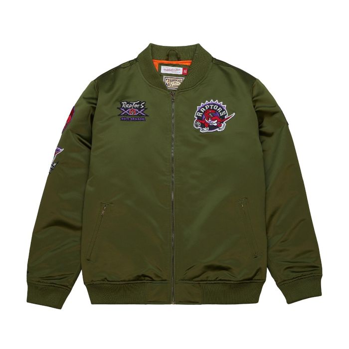 Olive green bomber sales jacket with patches