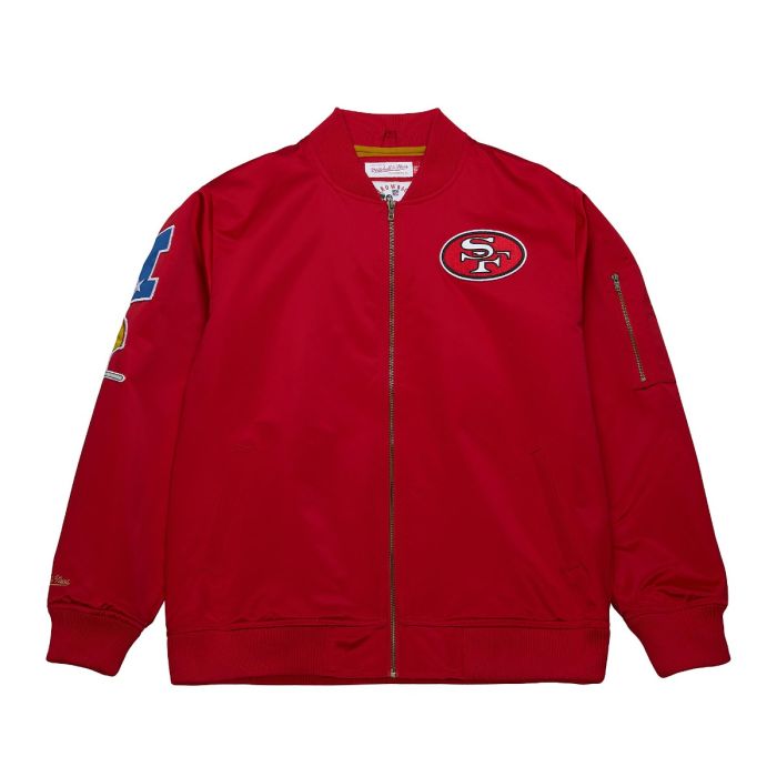 NFL Lightweight Satin Bomber Jacket Vintage Logo San Francisco 49ers