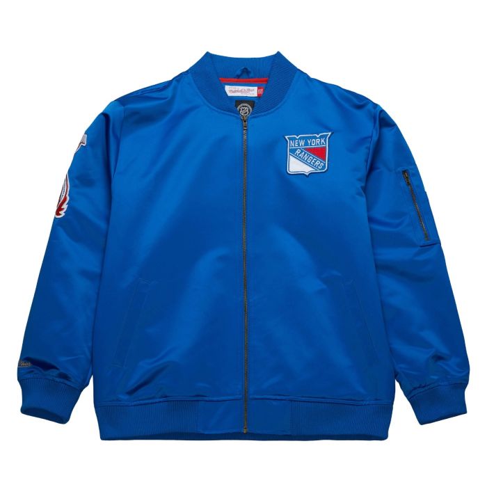 NHL Lightweight Satin Bomber Jacket Current Logo New York Rangers